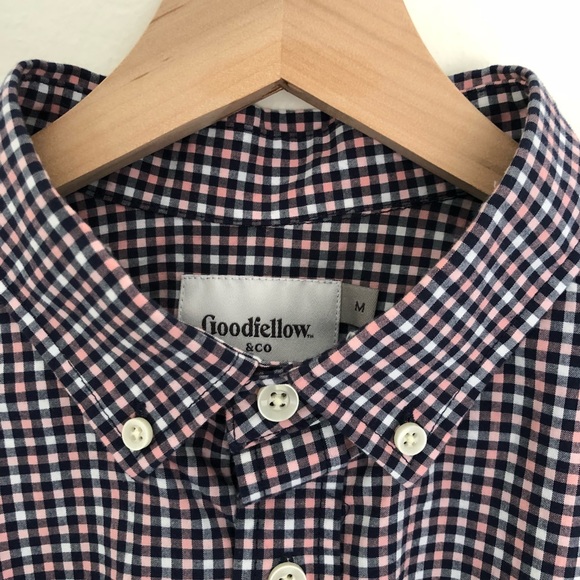 Men's Goodfellow gingham button up shirt-blue/pink - Picture 2 of 2